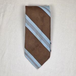 Vintage 1970s Wide Brown Blue Striped Tie Collection Boston Store Polyester